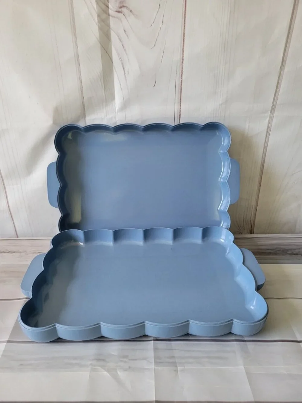 Vintage Max Factor Hollywood Redhead Wig Cosmetic Vanity Box Cornflower Blue